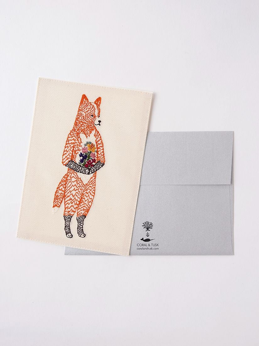 刺繍カード Fox with Flowers – H.P.FRANCE公式サイト