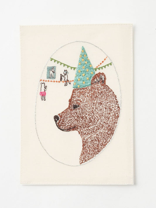 刺繍カード Party Bear