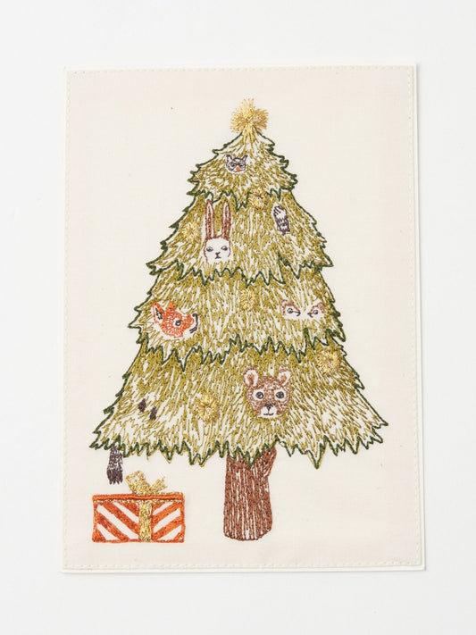 刺繍カード Peek a tree
